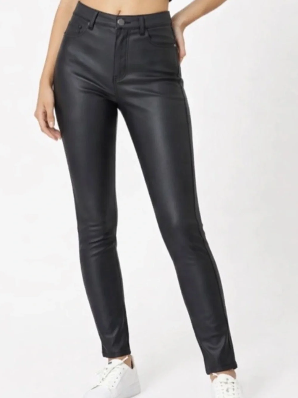 Sadie & Sage Vegan Leather Skinny Pants Black High Rise Women L